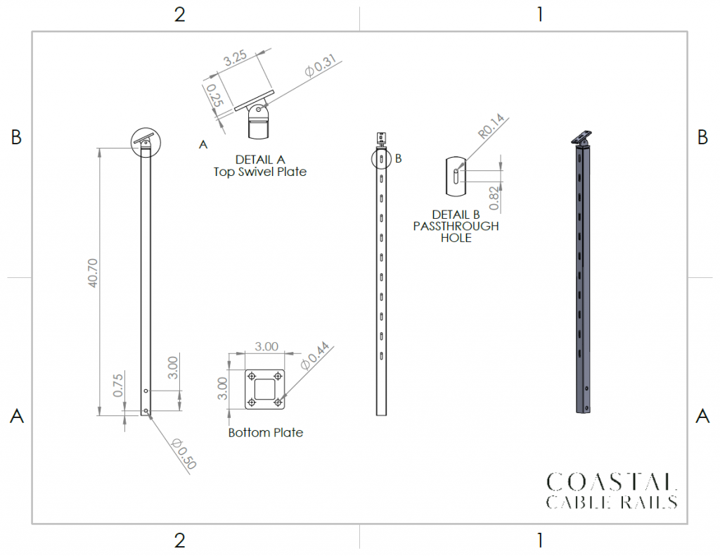 1.5″ Aluminum Stair Pass – Cable Rail - Coastal Cable Rails